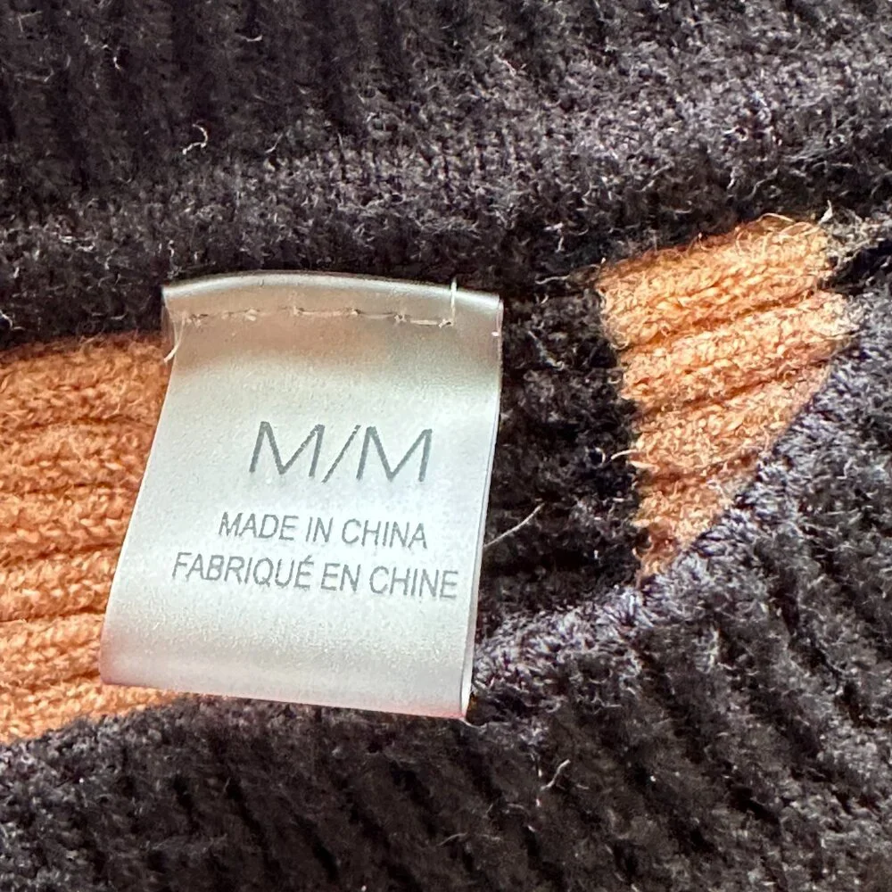 Black Camel Stripe Color Block Batwing Sweater Dolman Sz M | Quiet Luxury Minima - Picture 5 of 15